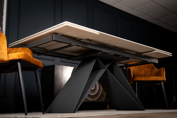 Apollo Extendable Italian Sintered Stone Dining Table in Vienna Black Gold Marble Look 180-220-260 cm