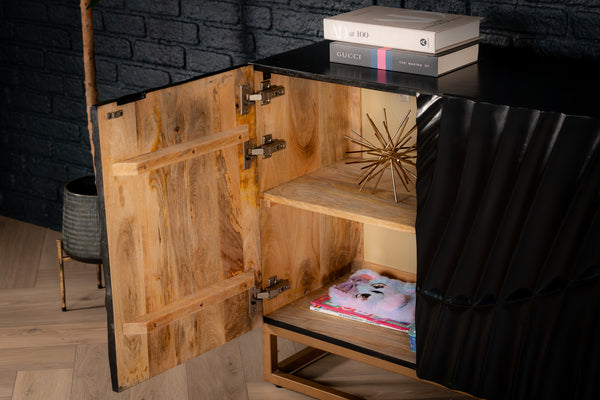 Scorpion Solid Mango Wood Black Sideboard with 3d Effect Fronts 177 cm