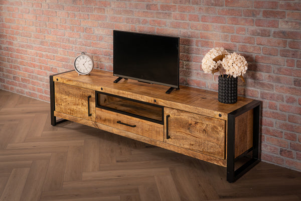 Iron Industrial Style Large Mango Wood Sideboard TV unit Lowboard 200 cm