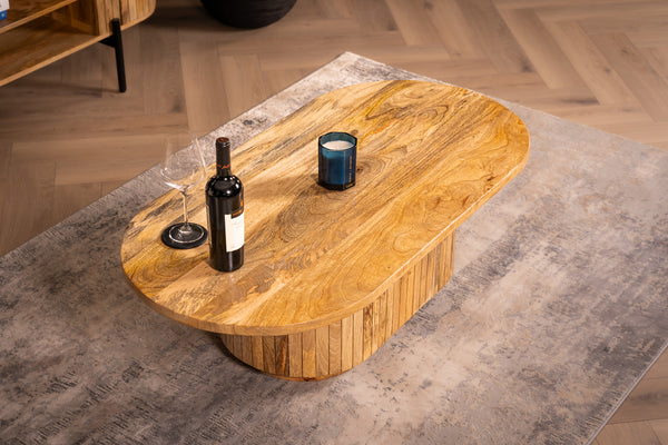 Reno Flute Art Deco Design Solid Mango Wood Coffee Table 120 cm