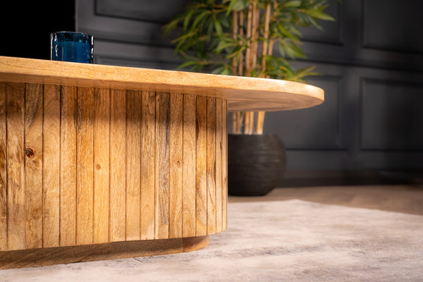 Reno Flute Art Deco Design Solid Mango Wood Coffee Table 120 cm