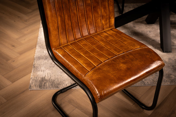 Veneto Genuine Leather Cantilever Dining Chair Brown