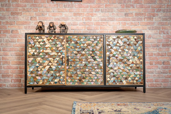 Iron Sky Recycled Mango Wood and Black Metal Frame Sideboard 160 cm