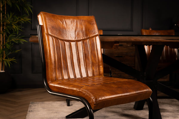 Veneto Genuine Leather Cantilever Dining Chair Brown