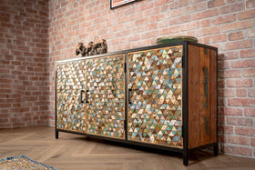 Iron Sky Recycled Mango Wood and Black Metal Frame Sideboard 160 cm