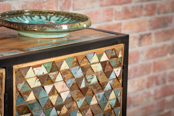 Iron Sky Recycled Mango Wood and Black Metal Frame Sideboard 160 cm