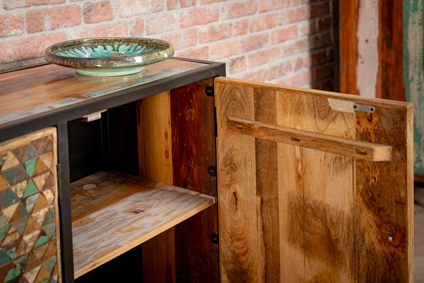 Iron Sky Recycled Mango Wood and Black Metal Frame Sideboard 160 cm