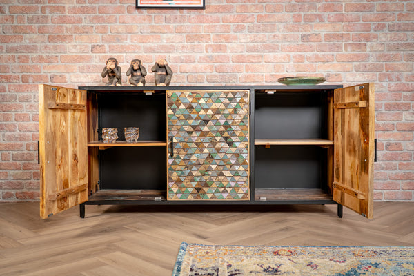 Iron Sky Recycled Mango Wood and Black Metal Frame Sideboard 160 cm