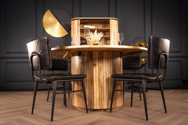 Reno Flute Art Deco Design Solid Mango Wood Round Dining Table 140 cm