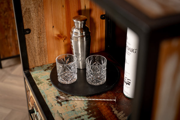 Iron Sky Recycled Mango Wood and Black Metal Frame Highboard Cebinet Bookshelf Bar 160 cm