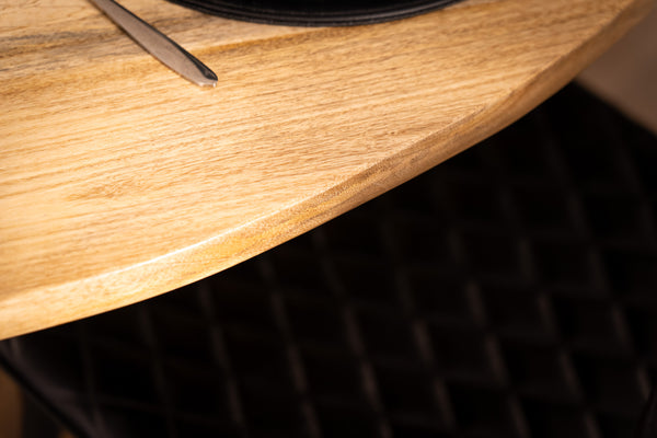 Reno Flute Art Deco Design Solid Mango Wood Round Dining Table 140 cm