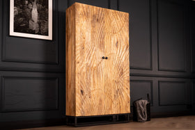 Scorpion Solid Mango Wood Highboard Cabinet Natural Brown with 3d carvings 178 cm