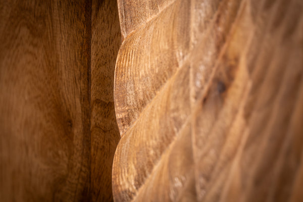 Scorpion Solid Mango Wood Highboard Cabinet Natural Brown with 3d carvings 178 cm