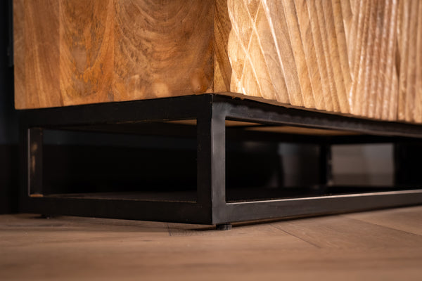 Scorpion Solid Mango Wood Highboard Cabinet Natural Brown with 3d carvings 178 cm