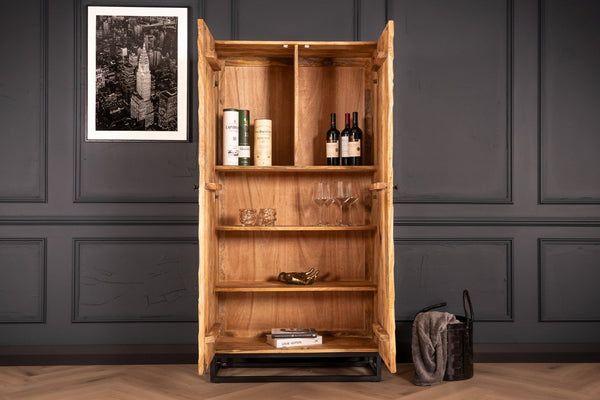 Scorpion Solid Mango Wood Highboard Cabinet Natural Brown with 3d carvings 178 cm