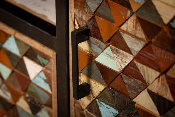 Iron Sky Recycled Mango Wood and Black Metal Frame TV unit 145 cm