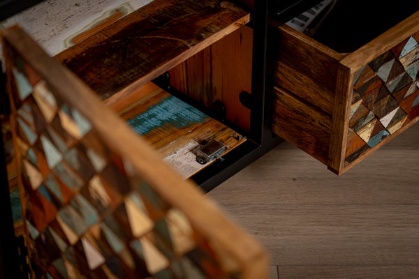 Iron Sky Recycled Mango Wood and Black Metal Frame TV unit 145 cm