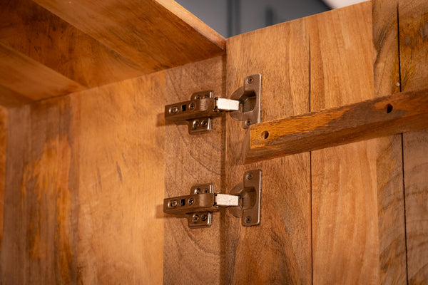 Scorpion Solid Mango Wood Highboard Cabinet Natural Brown with 3d carvings 178 cm