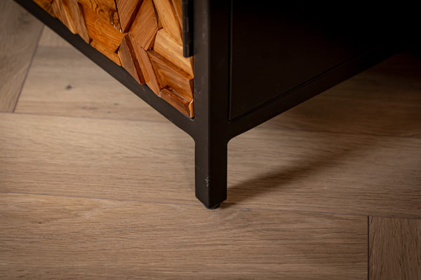 Woodcraft Solid Old Recycled Teak and Acacia Wood Sideboard with Iron Frame 160 cm