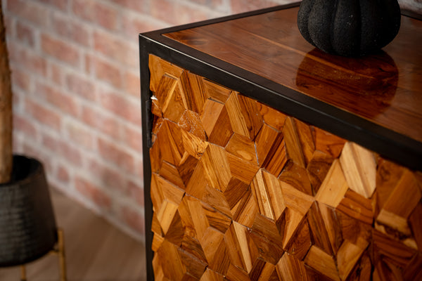 Woodcraft Solid Old Recycled Teak and Acacia Wood Sideboard with Iron Frame 160 cm