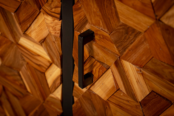 Woodcraft Solid Old Recycled Teak and Acacia Wood Sideboard with Iron Frame 160 cm