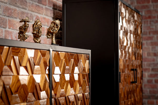 Woodcraft Solid Old Recycled Teak and Acacia Wood Sideboard with Iron Frame 160 cm