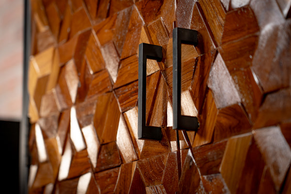 Woodcraft Solid Old Recycled Teak and Acacia Highboard Bar Cabinet with Iron Frame 120 cm