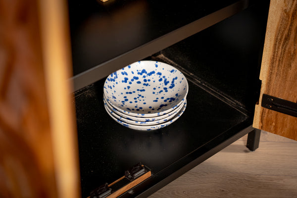 Woodcraft Solid Old Recycled Teak and Acacia Highboard Bar Cabinet with Iron Frame 120 cm