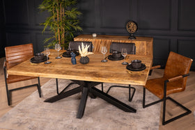Galaxie Solid Mango Wood Industrial Dining Table with Star Shaped Frame 200 cm