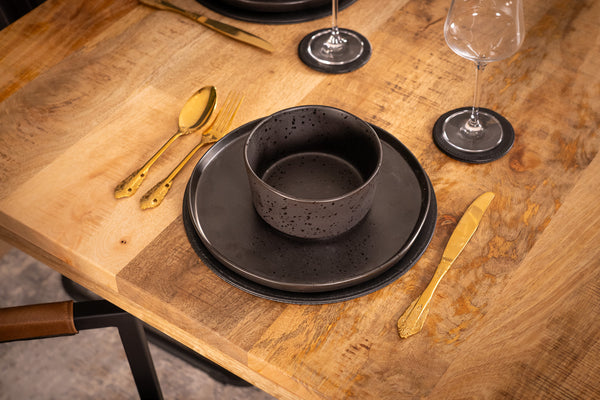 Galaxie Solid Mango Wood Industrial Dining Table with Star Shaped Frame 200 cm