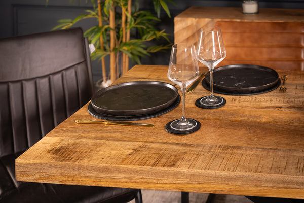 Galaxie Solid Mango Wood Industrial Dining Table with Star Shaped Frame 160 cm