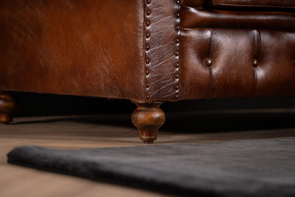 Antique Look Genuine Leather Chesterfield 2 Seater Sofa Brown 160 cm