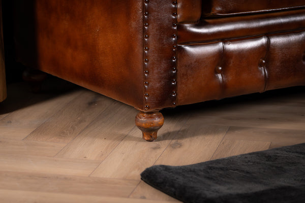 Antique Look Genuine Leather Chesterfield 3 Seater Sofa Brown 228 cm