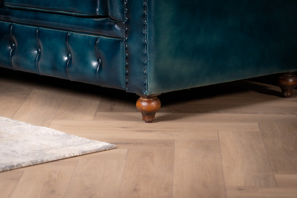 Antique Look Genuine Leather Chesterfield 3 Seater Sofa Teal 228 cm