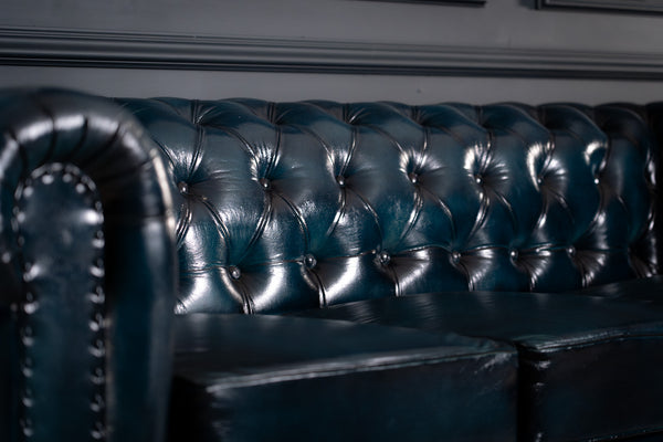 Antique Look Genuine Leather Chesterfield 3 Seater Sofa Teal 228 cm