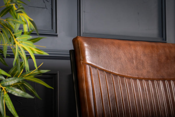 Veneto Genuine Leather Industrial Cantilever Bench Vintage Brown 150 cm