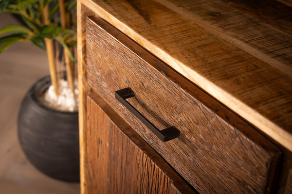 Factory Solid Industrial Style Mango Wood Sideboard with Fronts Made of Recycled Wood 160 cm
