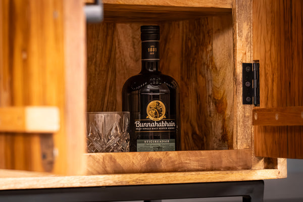 Factory Solid Industrial Style Mango Wood Sideboard with Fronts Made of Recycled Wood 160 cm