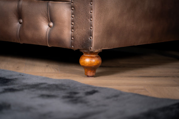 Antique Look Genuine Leather Chesterfield 2 Seater Sofa Taupe 160 cm