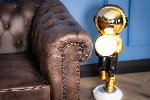 Antique Look Genuine Leather Chesterfield 2 Seater Sofa Taupe 160 cm