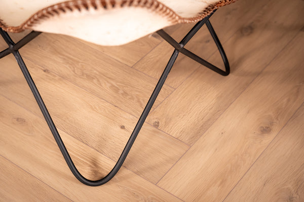 Butterfly Retro Style Real Leather Spotted Brown White Lounge Chair