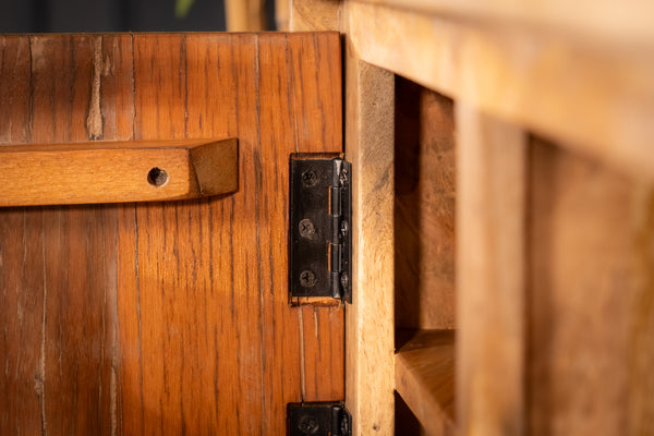 Factory Solid Industrial Style Mango Wood TV unit with Fronts Made of Recycled Wood 145 cm