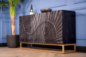 Scorpion Solid Mango Wood Sideboard with Elaborated 3d Carvings 140 cm