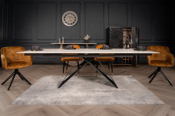 Apollo Extendable Italian Sintered Stone Dining Table in White Marble Look 180-220-260 cm