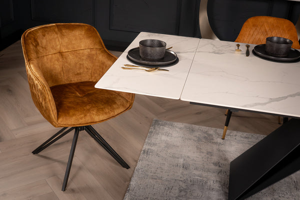 Apollo Extendable Italian Sintered Stone Dining Table in White Marble Look 180-220-260 cm