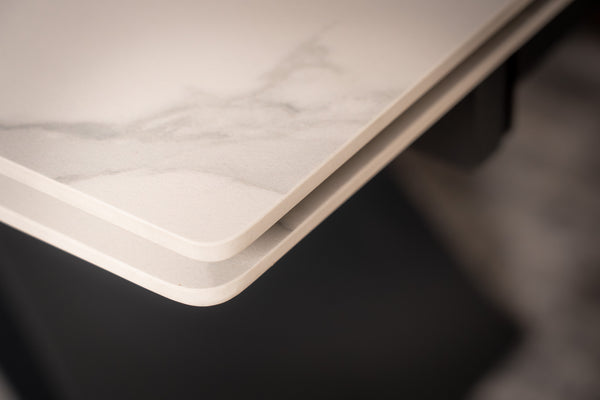 Apollo Extendable Italian Sintered Stone Dining Table in White Marble Look 180-220-260 cm