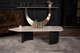 Marvellous Italian Sintered Stone Coffee Table in White Marble Look 135 cm