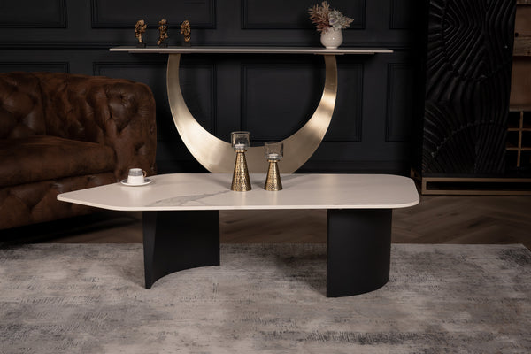 Marvellous Italian Sintered Stone Coffee Table in White Marble Look 135 cm