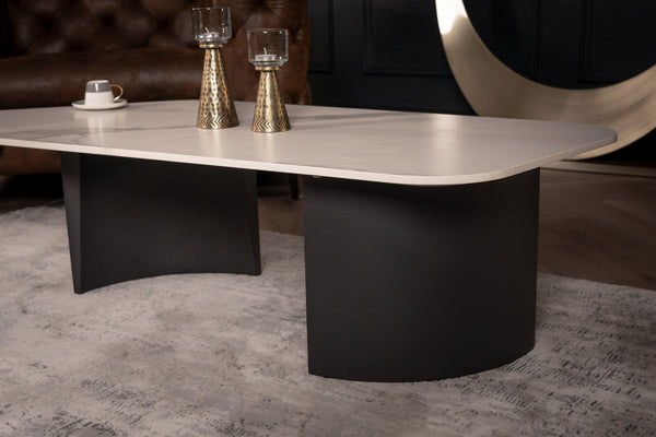 Marvellous Italian Sintered Stone Coffee Table in White Marble Look 135 cm