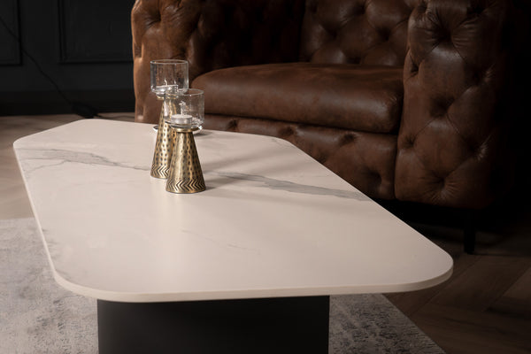 Marvellous Italian Sintered Stone Coffee Table in White Marble Look 135 cm